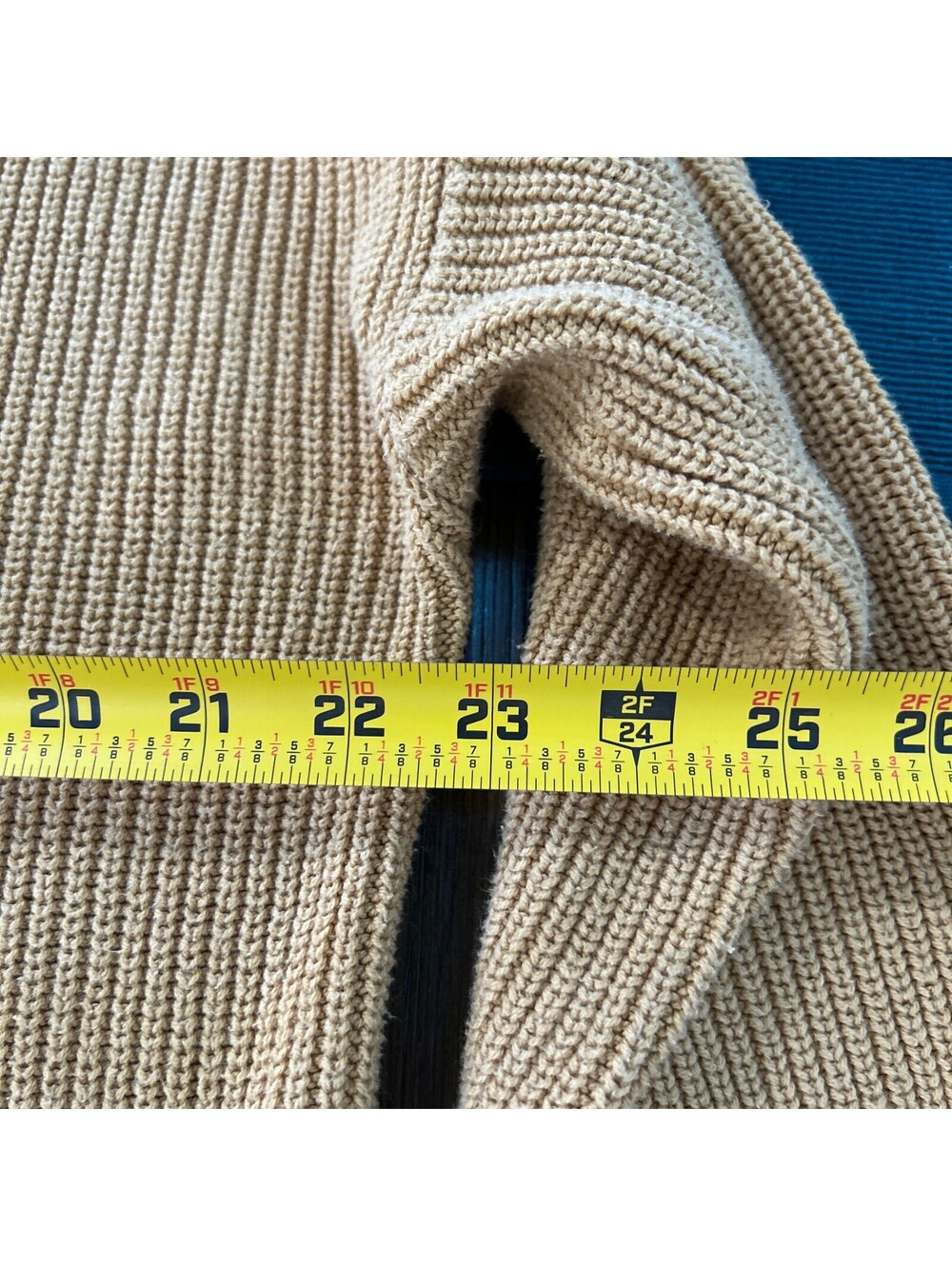 LOFT Mustard Chunky Knit Cardigan Sweater Women's L Cotton Blend Cottage Granny - Picture 7 of 7